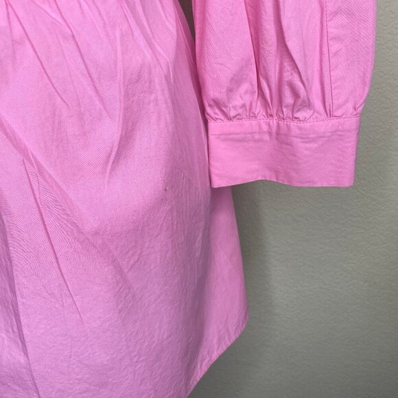Zara Women's Cotton Poplin Pink Long Sleeve Shirt Dress Barbiecore Plus Sz XL - Picture 6 of 12